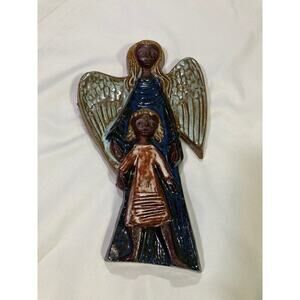 Retro Wall Plaque Angel Infant Child Wall Hanging Ceramic Modernist Amphora